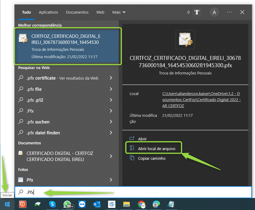 Localizar PFX